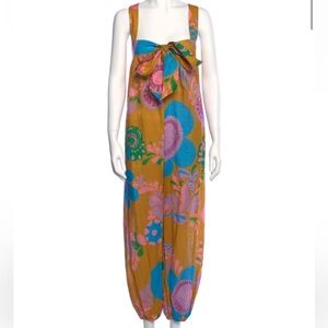Zimmermann Floral Linen Square Neckline Jumpsuit – Size M